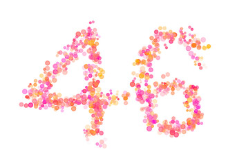 Number forty-six, 46 made with multicolored bokeh lights effect, Bokeh abstract isolated on white background, Digit, Blur, Glitter, Defocused, Seamless polka dot pattern, Creative, Illustration design