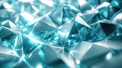 Electromagnetic pulse waves forming crystalline geometric structures with turquoise metallic surfaces and prismatic light reflections in abstract quantum visualization