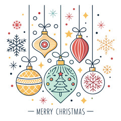 christmas card with ornaments