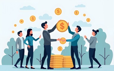 Raising money for startup abstract concept vector illustrations. High quality