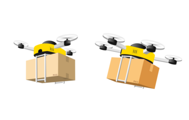 Delivery Drones: Cutting-edge drones revolutionize logistics as they transport parcels through the air, symbolizing the future of fast and efficient delivery.