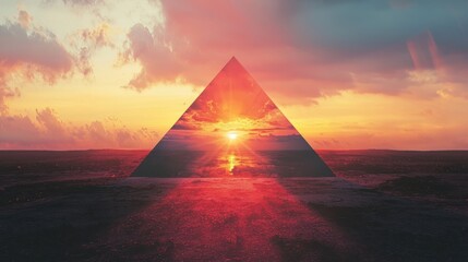 Pyramid of Light - A Sunset Reflection on the Oceans Horizon.