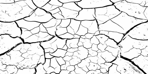 Minimalist cracked earth texture in black and white, featuring dried soil patterns with bold contrast. High-resolution abstract background ideal for environmental, nature, and design themes.