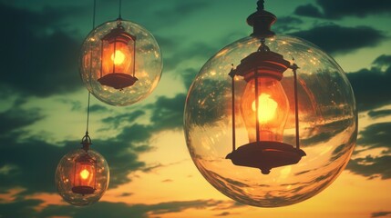 Atmospheric Lanterns - A Warm Glow Against a Dramatic Sky.