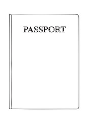 Simple Line Art Drawing of a Passport