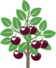Cherry tree logo. Isolated cherry tree on white background