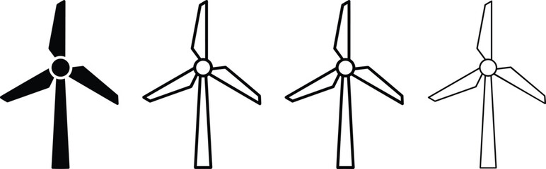 wind, turbine, energy, icon, renewable, power, silhouette, rotation, eco, green, electricity, minimal, outline, clean, technology, environmental, sustainable, design, evolution, concept