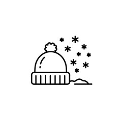 Winter beanie icon with snowflakes, winter season and cozy apparel design