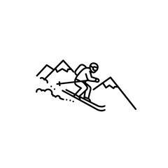 Obraz premium Skier descending mountain slope, winter sport and outdoor adventure in snowy landscape