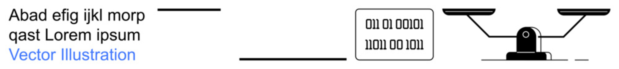 Data analysis, digital transformation, information balance, technology, code interpretation, modern design. Text linked to binary code and scale. Data analysis and digital transformation concept
