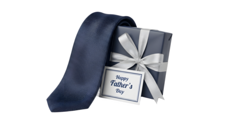 Fathers Day Gift with Necktie and Wrapped Present.