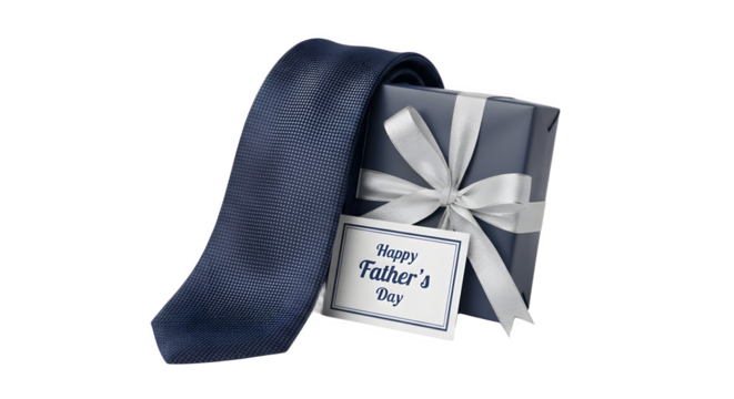 Fathers Day Gift with Necktie and Wrapped Present.