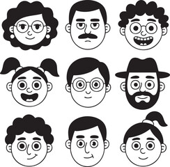 Human facial expressions vector icons illustration