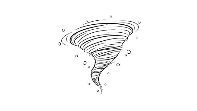 Tornado Cyclone Sketch Illustration &ndash; Powerful Whirlwind Storm Funnel Icon