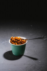 Bowl of salad with tuna steak