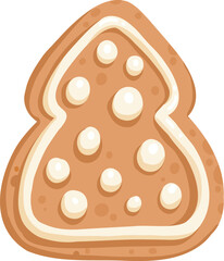 Vector icon of Christmas gingerbread in cartoon flat mode. Holiday cookies - christmas tree, gingerbread man, star, house, heart isolated on white background