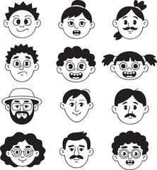 Human facial expressions vector icons illustration
