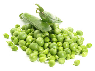 Vegetables - Ripe Peas on white Background