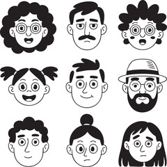 Human facial expressions vector icons illustration