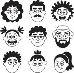 Human facial expressions vector icons illustration