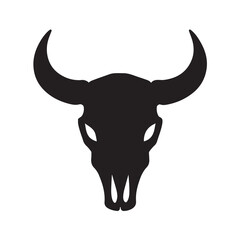 Black Silhouette of a Bull Skull with Horns vector