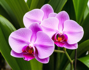 Obraz premium Vibrant Purple Orchid Flowers in Full Bloom