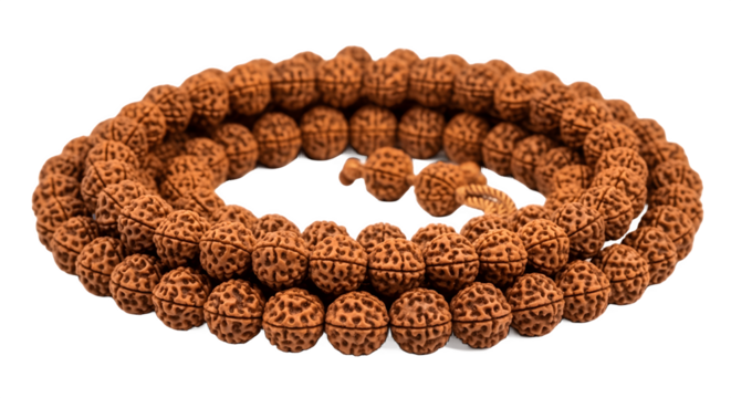 Natural Rudraksha Seed Mala Beads for Spiritual Practices.