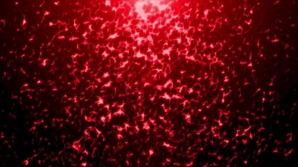 Abstract dark red background with glowing energy cracks flowing downwards resembling lava, blood, or electrical storm for horror or sci-fi themes