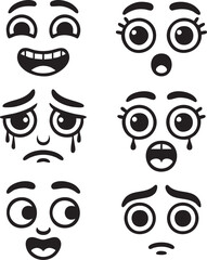 Happy and Winking Cartoon Face Expressions Vector Icons
