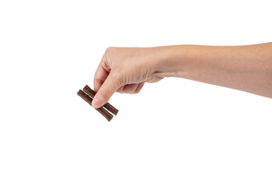 Chocolate bar in hand on transparent background - Powered by Adobe