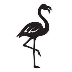 Silhouette of a flamingo standing on one leg bird animal