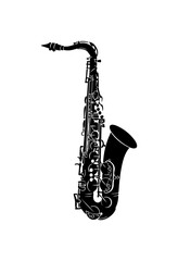 Striking saxophone silhouette for jazz music event poster design