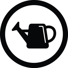 Silhouette watering can icon in circle vector Illustrator
