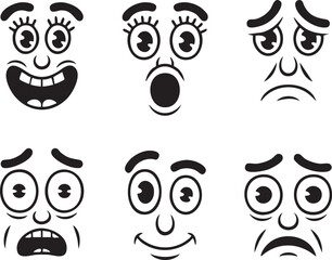 Shocked and Surprised Face Expressions Vector Icons Set