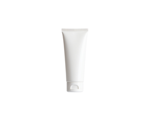 A plain white squeeze tube with a flip-top cap designed for personal care or cosmetic products