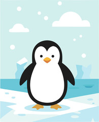 Adorable penguin standing confidently – vector-style cartoon for book cover