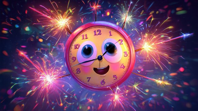 A clock with a face and a happy face