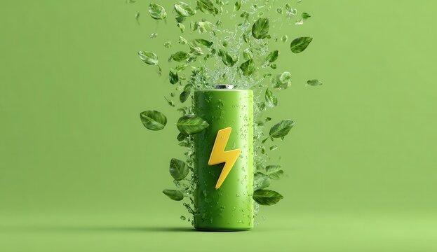 Eco-friendly green energy battery - Powered by Adobe