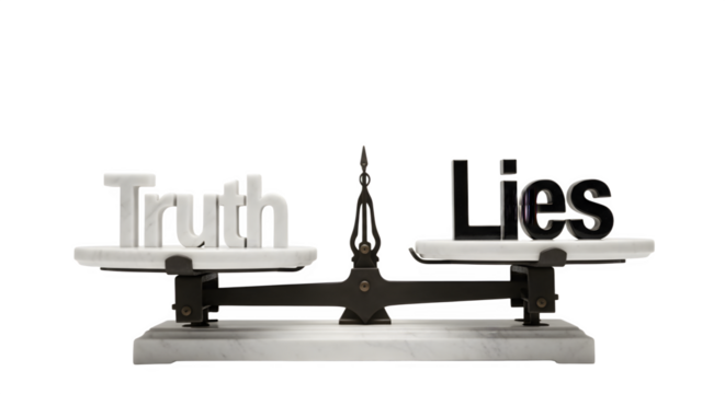 Truth and Lies Balanced on a Scale.