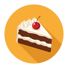 Delicious Cake Slice with Cherry Chocolate Layers Creamy Frosting Sweet Treat Dessert Icon Bakery Delight Food