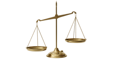 Vintage brass balance scale for justice and measurement.