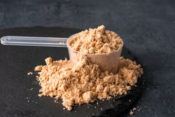 Chocolate whey protein. Supportive nutrition for muscle building	
