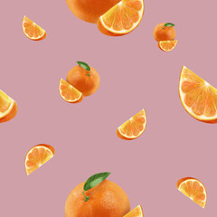 Bright Juicy Oranges Seamless Background