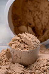 Chocolate whey protein. Supportive nutrition for muscle building	
