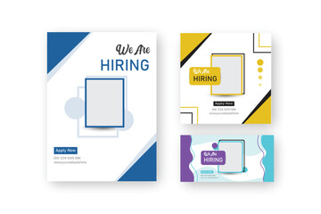hiring Jobp oster Recruitment advertising template. Recruitment Poster, Job hiring poster, social media, banner, flyer.	