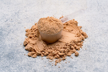 Chocolate whey protein. Supportive nutrition for muscle building	
