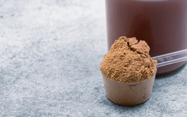 Chocolate whey protein. Supportive nutrition for muscle building	
