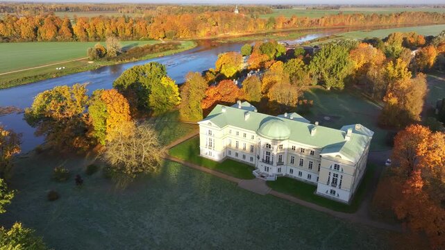 Mezotne palace on a sunny October morning
