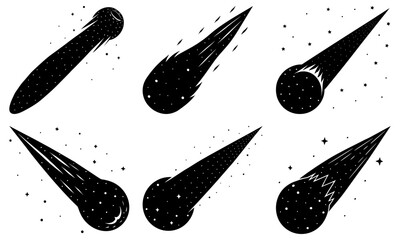 Comet and Meteor Vector Icons Collection