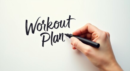 Someone writing a workout plan on a white board with a black marker